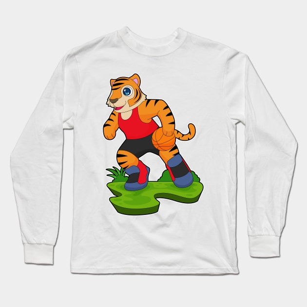 Tiger Basketball player Basketball Long Sleeve T-Shirt by Markus Schnabel